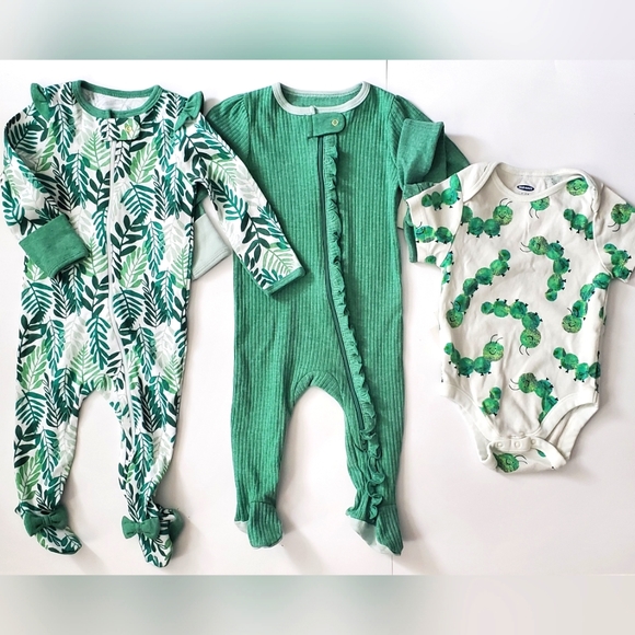 cloud island Other - Green & white bundle 3 onesies. 2 long sleeve and 1 short sleeve 6-18 months